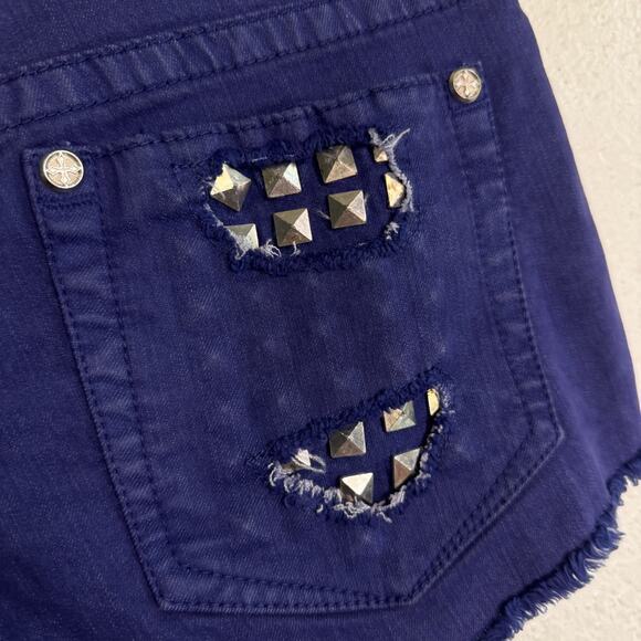 Affliction Shorts Womens size 30 Vikki Studded Cut Off Y2K Punk Grunge NEW - Picture 7 of 13